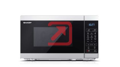 Микровълнова печка Sharp YC-MG02E-S, Fully Digital, Built-in microwave grill, Grill Power: 1000W, Cavity Material -steel, 20l, 800 W, LED Display Blue, Timer & Clock function, Child lock, Silver/Black door, Defrost, Cabinet Colour: Silver