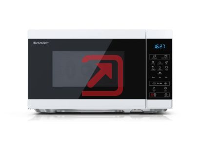 Микровълнова печка Sharp YC-MS02E-W, Fully Digital, Cavity Material -steel, 20l, 800 W, LED Display Blue, Timer & Clock function, Child lock, Silver/Black door, Defrost, Cabinet Colour: White