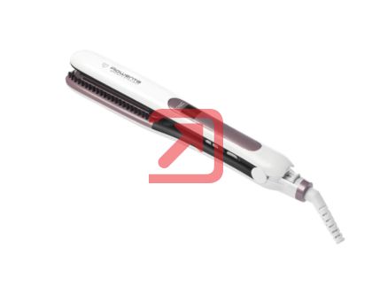 Преса Rowenta SF7510F0, Brush&Straight Premium Care, LCD display, 130 - 200 ° C, Replaceable Plates, Ionizer, Cover type: Cashmere Keratin, Warm-up time: 15 sec, White / Purple