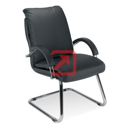 Стол Nadir Steel CF LB Посетителски, Естествена кожа, Черен