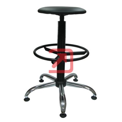 Стол Lift Chrome Ring Base Работен, Изкуствена кожа, Черен