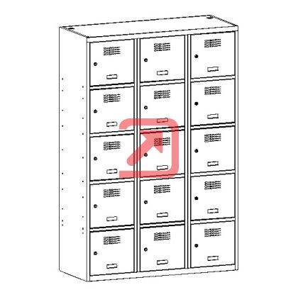 Метален гардероб Malow Wardrobe Locker SUS435W С 15 отделения, 120x50x180 cm Сив