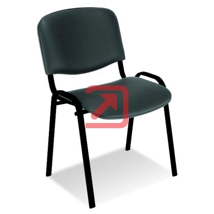 Стол ISO Black Посетителски, Изкуствена кожа, Черен