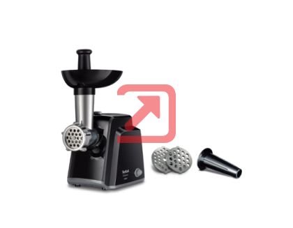 Месомелачка Tefal NE105838, Meat grinder, 1400W, Capacity 1.7 kg/min, Reverse function, Chopping knife, 2 sausage accessories, Black