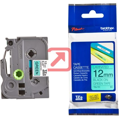 Консуматив Brother TZe-731 Tape Black on Green, Laminated, 12mm, 8m - Eco