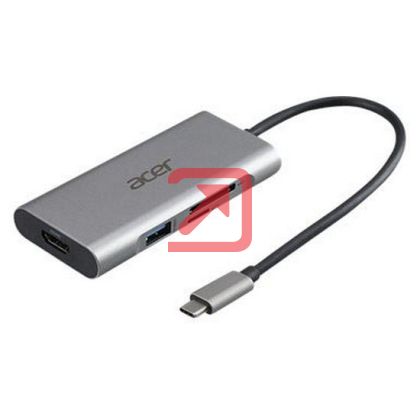 Докинг станция Acer 7in1 Type C dongle: 1 x HDMI, 3 x USB3.2, 1 x SD/TF, 1 x PD, Up to 5Gbps Data transmission speed