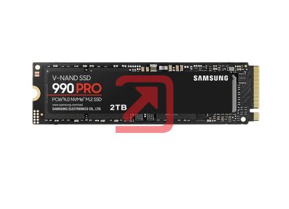 Твърд диск Samsung SSD 990 PRO 2TB PCIe 4.0 NVMe 2.0 M.2 V-NAND 3-bit MLC, 256-bit Encryption, Read 7450 MB/s Write 6900 MB/s