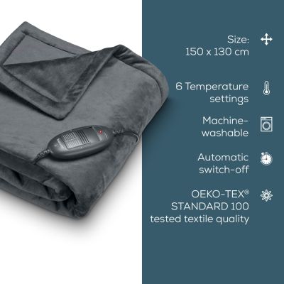 Термоподложка Beurer HD 74 Cosy Dark Gray Heated Overblanket, LE 2024