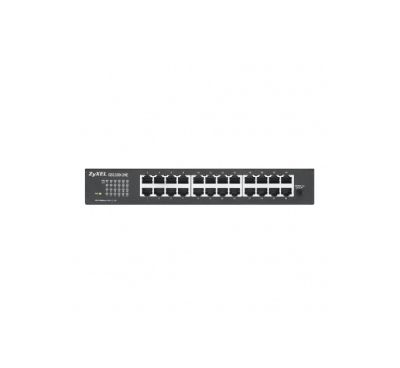 Комутатор ZyXEL GS1100-24E 24-port Gigabit Unmanaged switch v3, Fanless, 802.3az (Green), desktop/19" rackmount
