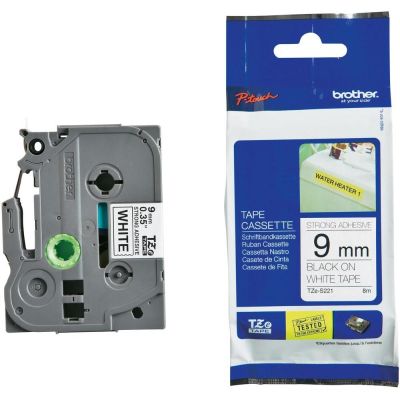 Консуматив Brother TZe-S221 Tape Black on White, Strong Adhesive, 9mm, 8m
