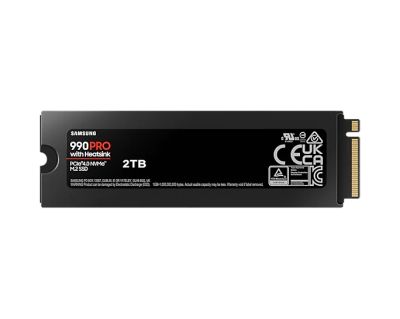 Твърд диск Samsung SSD 990 PRO 2TB Heatsink PCIe 4.0 NVMe 2.0 M.2 V-NAND 3-bit MLC, 256-bit Encryption, Read 7450 MB/s Write 6900 MB/s