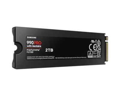 Твърд диск Samsung SSD 990 PRO 2TB Heatsink PCIe 4.0 NVMe 2.0 M.2 V-NAND 3-bit MLC, 256-bit Encryption, Read 7450 MB/s Write 6900 MB/s