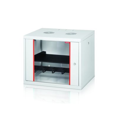 Комуникационен шкаф Formrack 19" Wall Mounted rack 7U 555/450mm, removable locking sides, height: 371mm, loading capacity: 100kg., tempered glass door, 19" front rails (back rails optionable)
