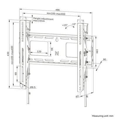Стойка Neomounts Level-750 Wall Mount (XL, 125 kg, tiltable, tilt guard, connectable, VESA 400x400)
