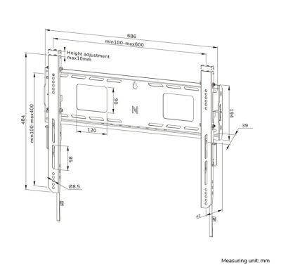 Стойка Neomounts Level-750 Wall Mount (XL, 125 kg, kickstand, lockable, connectable, VESA 600x400)