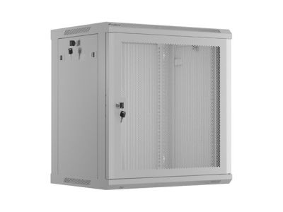 Комуникационен шкаф Lanberg rack cabinet 19" wall-mount 12U/600x450 with perforated door grey (flat pack)