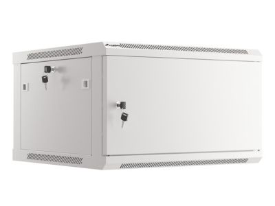 Комуникационен шкаф Lanberg rack cabinet 19" wall-mount 6U/600x600 for self-assembly with metal door grey (flat pack)