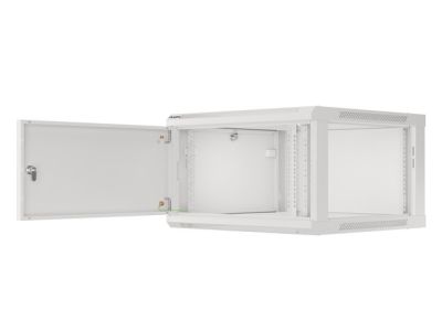 Комуникационен шкаф Lanberg rack cabinet 19" wall-mount 6U/600x600 for self-assembly with metal door grey (flat pack)