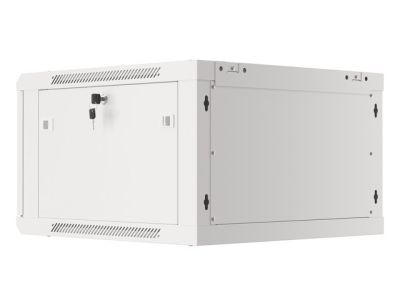 Комуникационен шкаф Lanberg rack cabinet 19" wall-mount 6U/600x600 for self-assembly with metal door grey (flat pack)