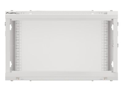Комуникационен шкаф Lanberg rack cabinet 19" wall-mount 6U/600x600 for self-assembly with metal door grey (flat pack)