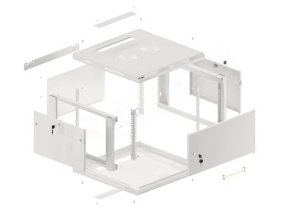 Комуникационен шкаф Lanberg rack cabinet 19" wall-mount 6U/600x600 for self-assembly with metal door grey (flat pack)