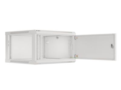 Комуникационен шкаф Lanberg rack cabinet 19" wall-mount 6U/600x600 for self-assembly with metal door grey (flat pack)