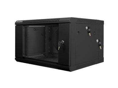 Комуникационен шкаф Lanberg rack cabinet 19" double-section wall-mount 6U / 600x600 for self-assembly (flat pack), black