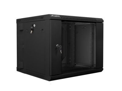 Комуникационен шкаф Lanberg rack cabinet 19" double-section wall-mount 9U / 600x600 for self-assembly (flat pack), black