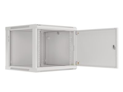 Комуникационен шкаф Lanberg rack cabinet 19" wall-mount 9U/600x600 for self-assembly with metal door grey (flat pack)