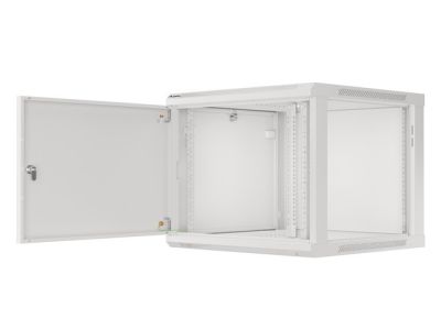 Комуникационен шкаф Lanberg rack cabinet 19" wall-mount 9U/600x600 for self-assembly with metal door grey (flat pack)