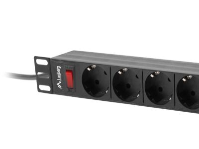 Филтър Lanberg power distribution unit (PDU) 19" 1U 16A 9xSchuko outlets,black