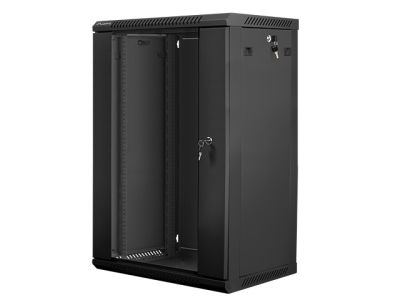 Комуникационен шкаф Lanberg rack cabinet 19" wall-mount 18U / 600x450 for self-assembly (flat pack), black