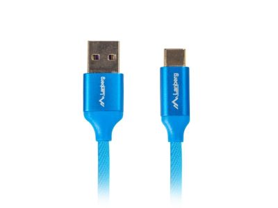 Кабел Lanberg USB-C(M) ->  USB-A (M) 2.0 cable 1m, blue premium 5A