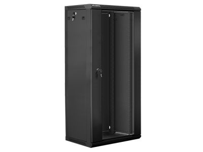 Комуникационен шкаф Lanberg rack cabinet 19" wall-mount 27U / 600x450 for self-assembly (flat pack), black