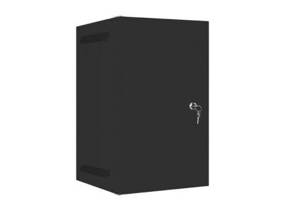 Комуникационен шкаф Lanberg rack cabinet 10" wall-mount 9U / 280x310 self-assembly flat pack with metal door, black