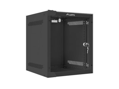 Комуникационен шкаф Lanberg rack cabinet 10" wall-mount 6U / 280x310 for self-assembly (flat pack), black