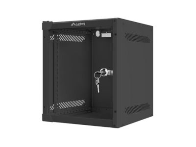 Комуникационен шкаф Lanberg rack cabinet 10" wall-mount 6U / 280x310 for self-assembly (flat pack), black