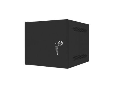 Комуникационен шкаф Lanberg rack cabinet 10" wall-mount 6U / 280x310 for self-assembly with metal door (flat pack), black