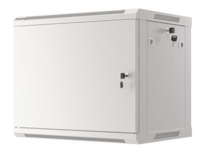 Комуникационен шкаф Lanberg rack cabinet 19" wall-mount 9U/600x450 for self-assembly with metal door grey (flat pack)