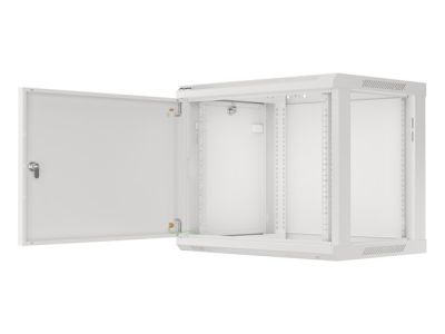 Комуникационен шкаф Lanberg rack cabinet 19" wall-mount 9U/600x450 for self-assembly with metal door grey (flat pack)