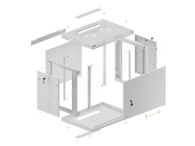 Комуникационен шкаф Lanberg rack cabinet 19" wall-mount 9U/600x450 for self-assembly with metal door grey (flat pack)