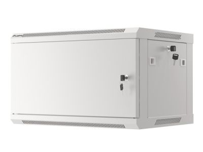 Комуникационен шкаф Lanberg rack cabinet 19" wall-mount 6U/600x450 for self-assembly with metal door grey (flat pack)