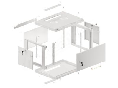 Комуникационен шкаф Lanberg rack cabinet 19" wall-mount 6U/600x450 for self-assembly with metal door grey (flat pack)