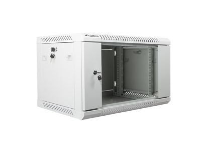 Комуникационен шкаф Lanberg rack cabinet 19" wall-mount 6U / 600x450 for self-assembly (flat pack), grey