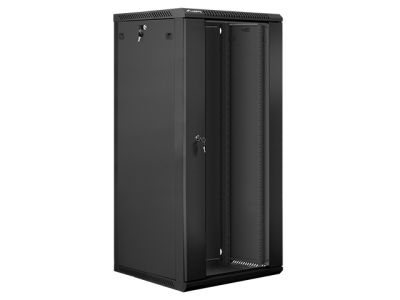 Комуникационен шкаф Lanberg rack cabinet 19" wall-mount 27U / 600x600 for self-assembly (flat pack), black