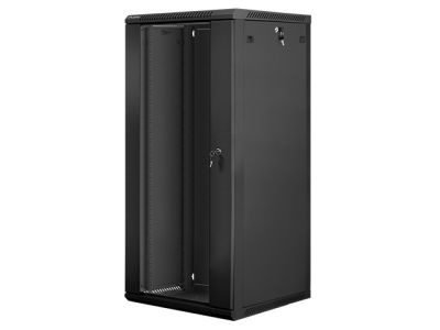 Комуникационен шкаф Lanberg rack cabinet 19" wall-mount 27U / 600x600 for self-assembly (flat pack), black