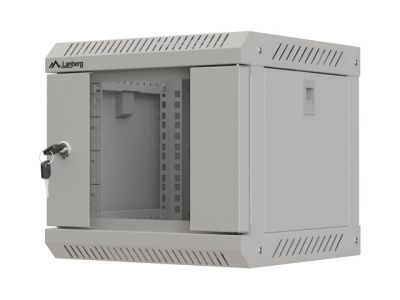 Комуникационен шкаф Lanberg rack cabinet 10" wall-mount 4U/300x300 (flat pack) with glass door grey