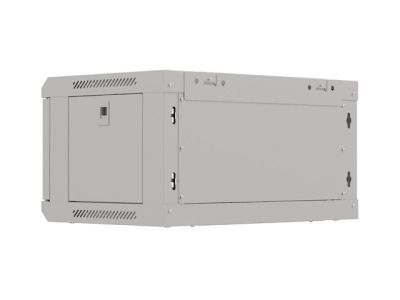 Комуникационен шкаф Lanberg rack cabinet 19" wall-mount 4U/540x350 (flat pack) with glass door grey
