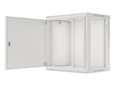 Комуникационен шкаф Lanberg rack cabinet 19" wall-mount 12U/600x450 for self-assembly with metal door grey (flat pack)