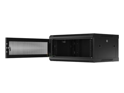 Комуникационен шкаф Lanberg rack cabinet 19" wall-mount 4U/600x450 with perforated door black (flat pack)